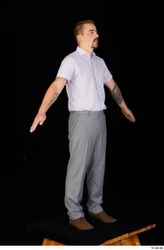 Whole Body Man Shoes Shirt Trousers Average Standing Studio photo references